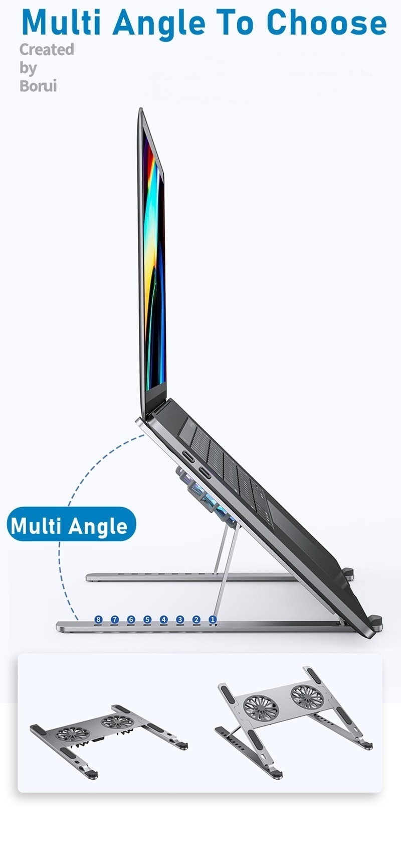 SeenDa-Soporte de refrigeración para ordenador portátil, enfriador con 2 ventiladores USB, almohadilla de refrigeración para Notebook, disipación de calor