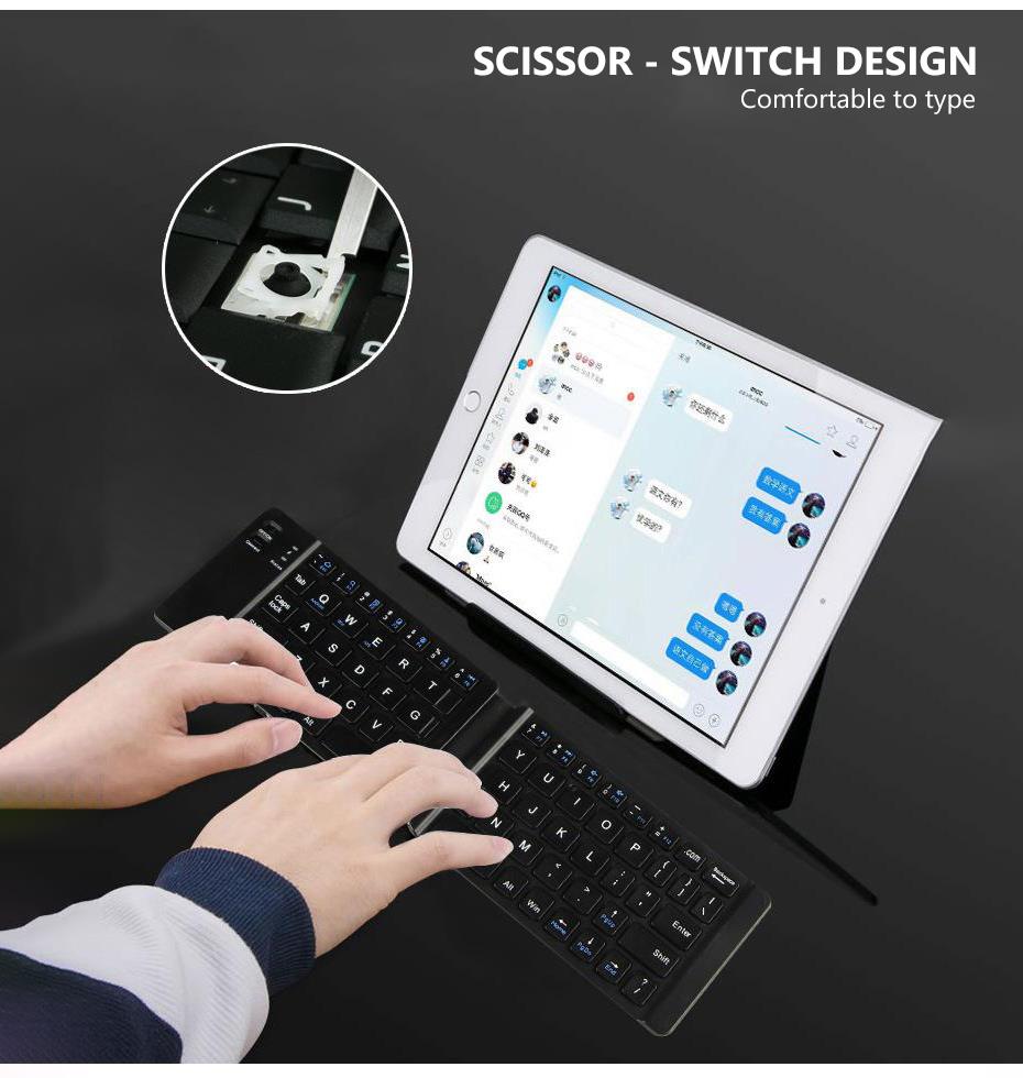 AVATTO-miniteclado plegable con Bluetooth, teclado inalámbrico plegable, ligero y práctico, para IOS/Android/Windows, ipad, tableta y teléfono