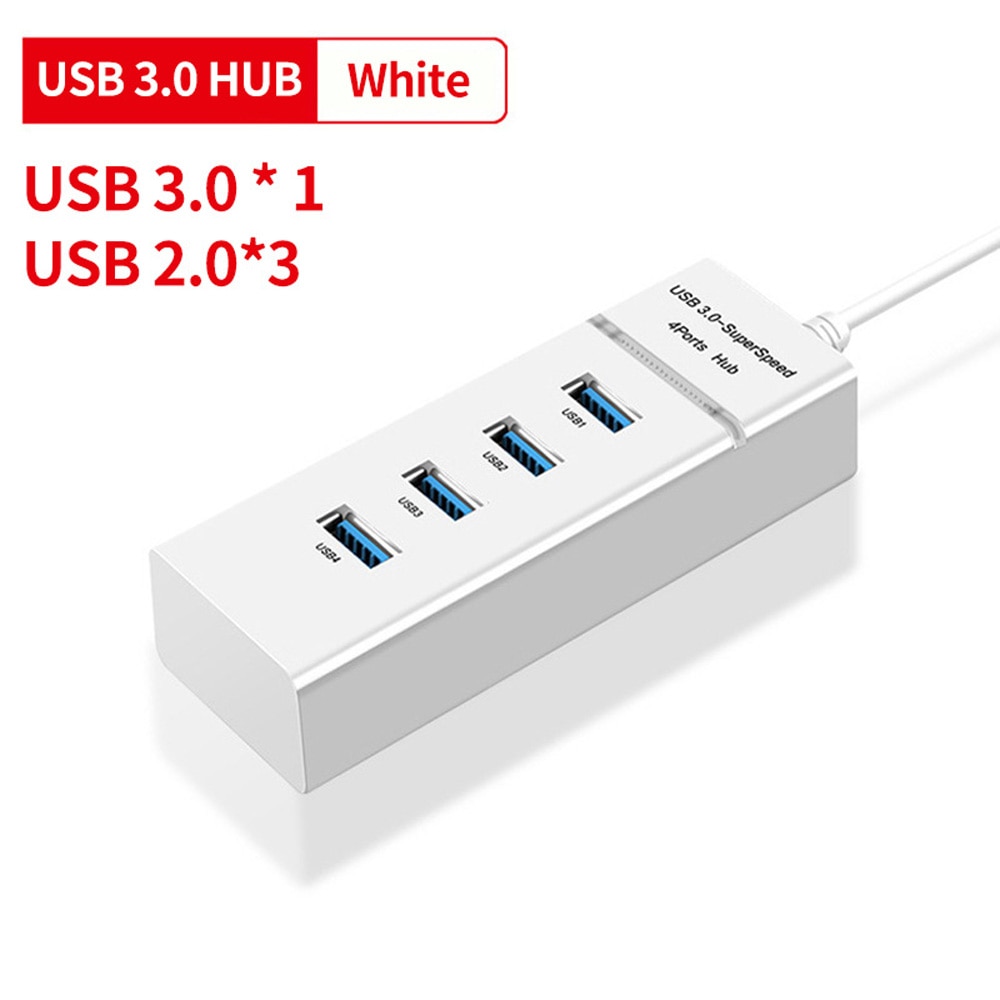 Hub Usb 5Gbps de alta velocidad, 3 0 Hub USB, múltiples puertos para PC, Accesorios de ordenador, adaptador de estación de acoplamiento, 4 puertos, divisor Hab 3,0