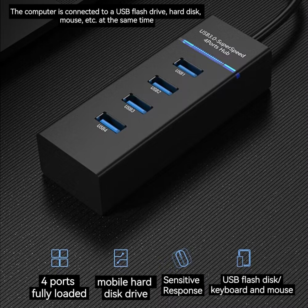 Hub Usb 5Gbps de alta velocidad, 3 0 Hub USB, múltiples puertos para PC, Accesorios de ordenador, adaptador de estación de acoplamiento, 4 puertos, divisor Hab 3,0