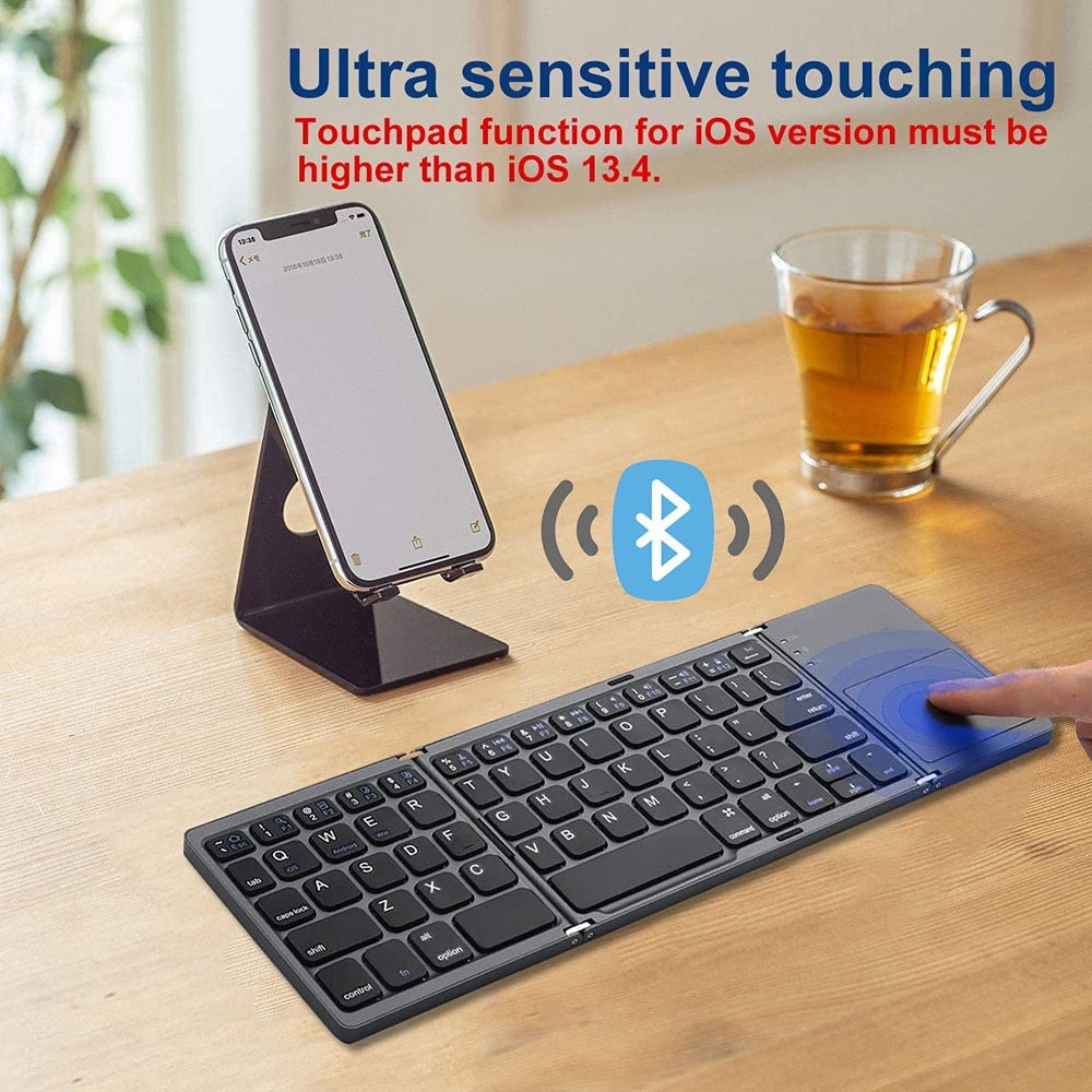 Miniteclado portátil plegable con Bluetooth, teclado inalámbrico con panel táctil para IOS, Android, Windows, ipad, tableta, nuevo