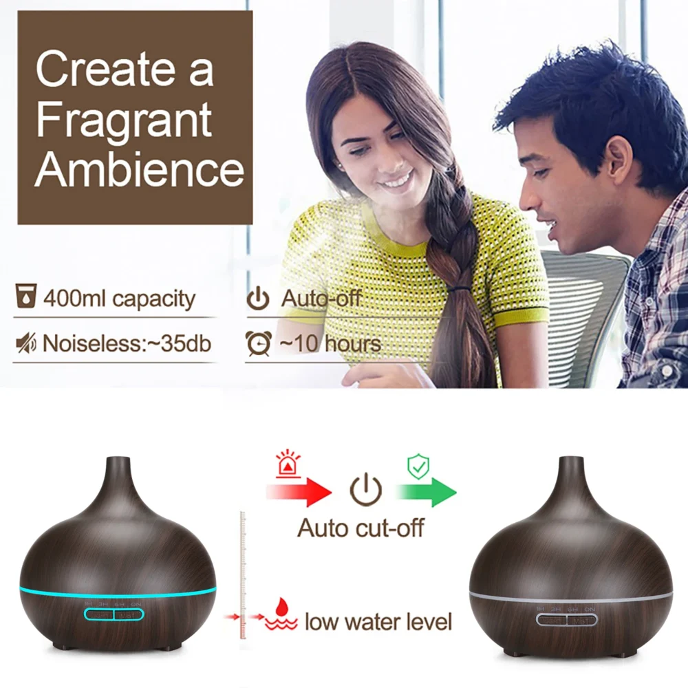 Best Sell Home Air Purifier and Air Humidifier 400ml Remote/Wood Grain Ultrasonic Diffuser yx025 - Imagen 3