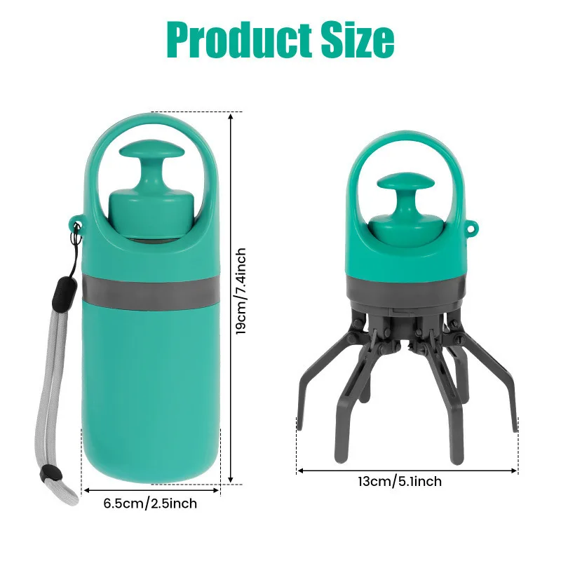 Portable Outdoor Pet Waste Bag with 6-Claw Poop Scooper for Dogs Cats Travel Eco-Friendly Durable Collector Cleaning Tool