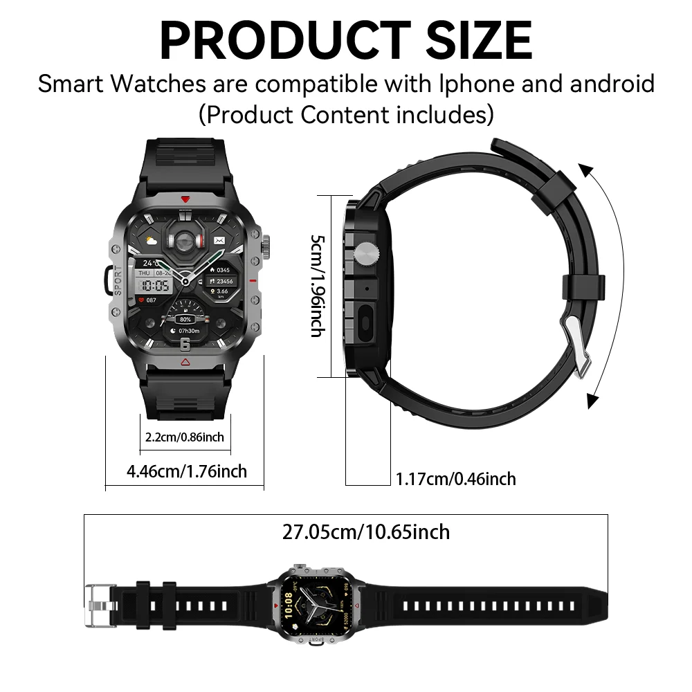 KESHUYOU Outdoor Sports Smart Watch 2.01 inch HD Screen LED Flashlight Bluetooth Talking Smart Watch for Men Women Holiday Gifts KESHUYOU Outdoor Sports Smart Watch 2.01 inch HD Screen LED Flashlight Bluetooth Talking Smart Watch for Men Women Holiday Gifts