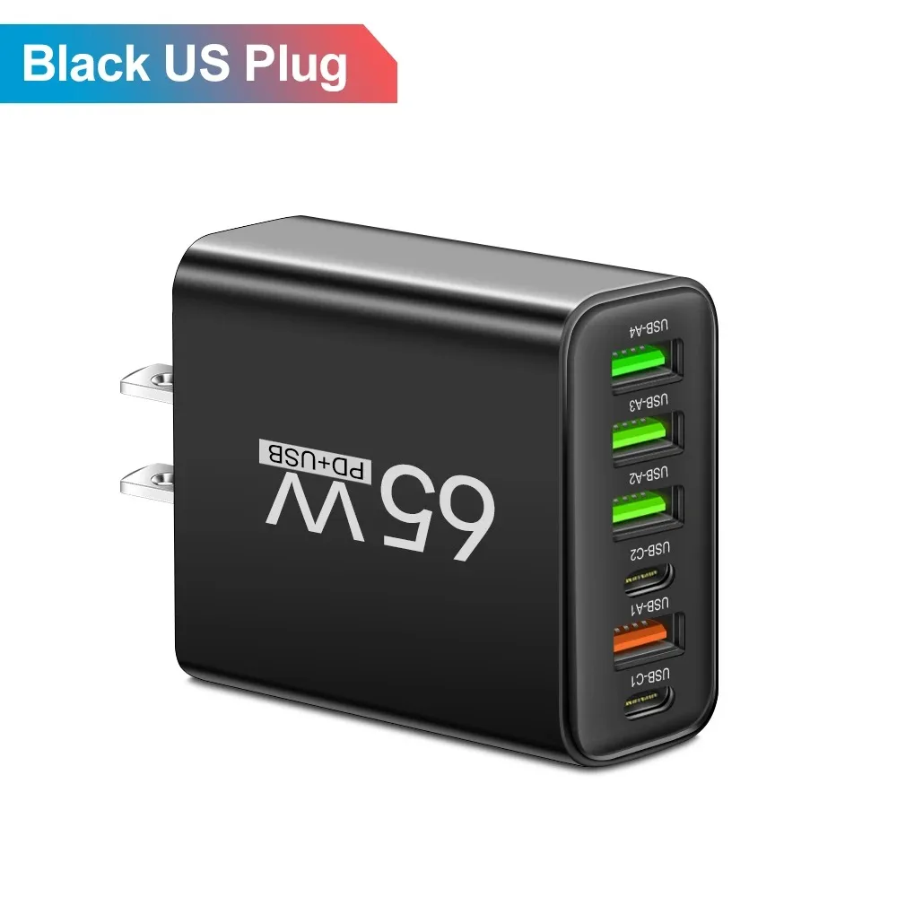 Multi Ports 65W USB Charger Fast Charging Type C Phone Charger Adapter For iPhone Samsung Xiaomi Huawei EU/US Plug Wall Charger Multi Ports 65W USB Charger Fast Charging Type C Phone Charger Adapter For iPhone Samsung Xiaomi Huawei EU/US Plug Wall Charger